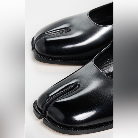 NEW Maison Margiela Mary Jane Tabi Leather Flats Silver Black Size 36 NIB - Picture 8 of 16